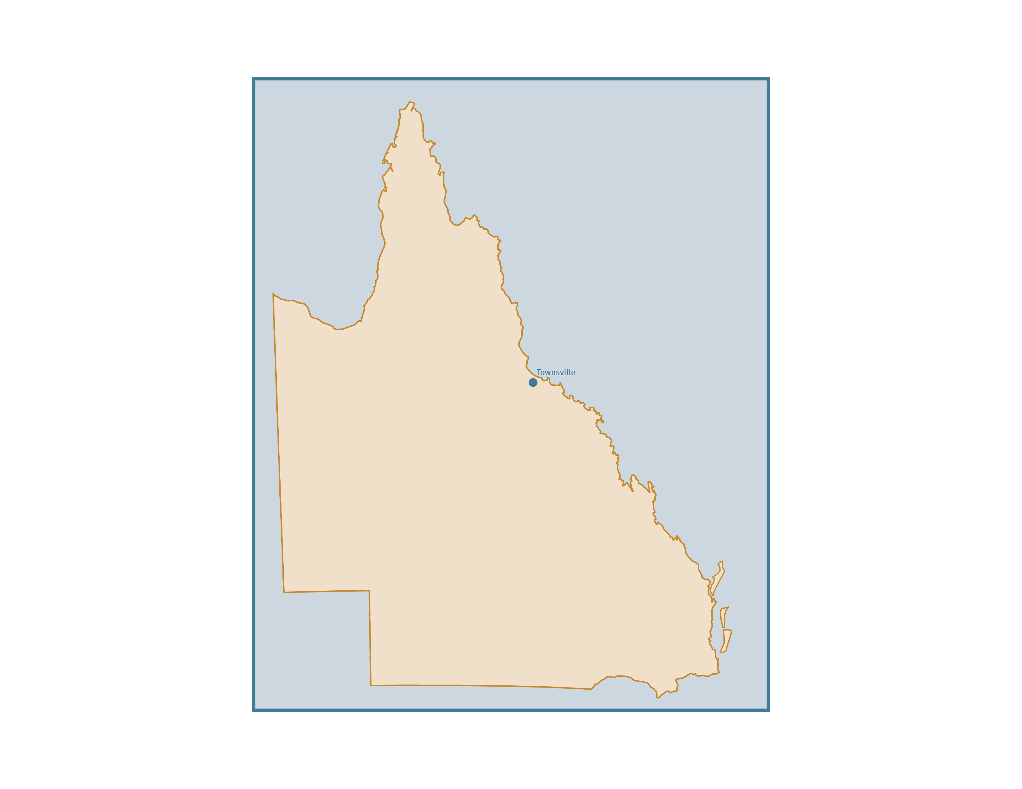 Map of Queensland showing Townsville 